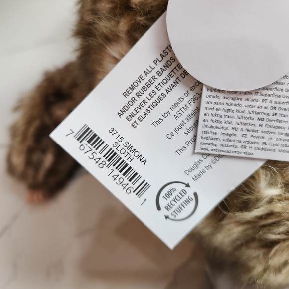 NWT Douglas Simona Sloth Plush Brown 13 Inch  Stuffed Animal Toy - Picture 6 of 7